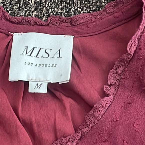 MISA Los Angeles Alin Mini Dress Size M Burgundy Swiss Dot Long Sleeves. - Picture 9 of 16